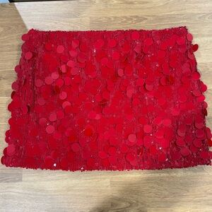 Edikted Red Mini Sequin Skirt